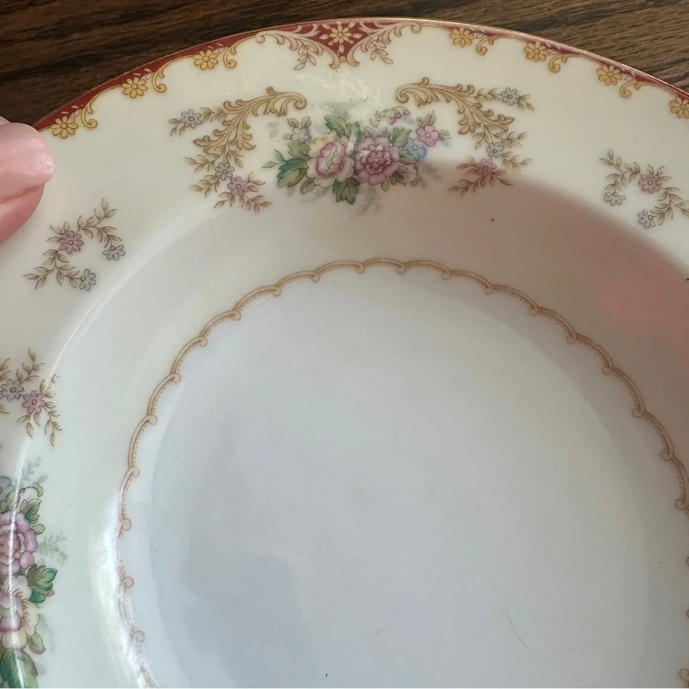 Noritake China Cardinal Rose 8 1/4” Rim Soup Bowl Occupied Japan Vintage